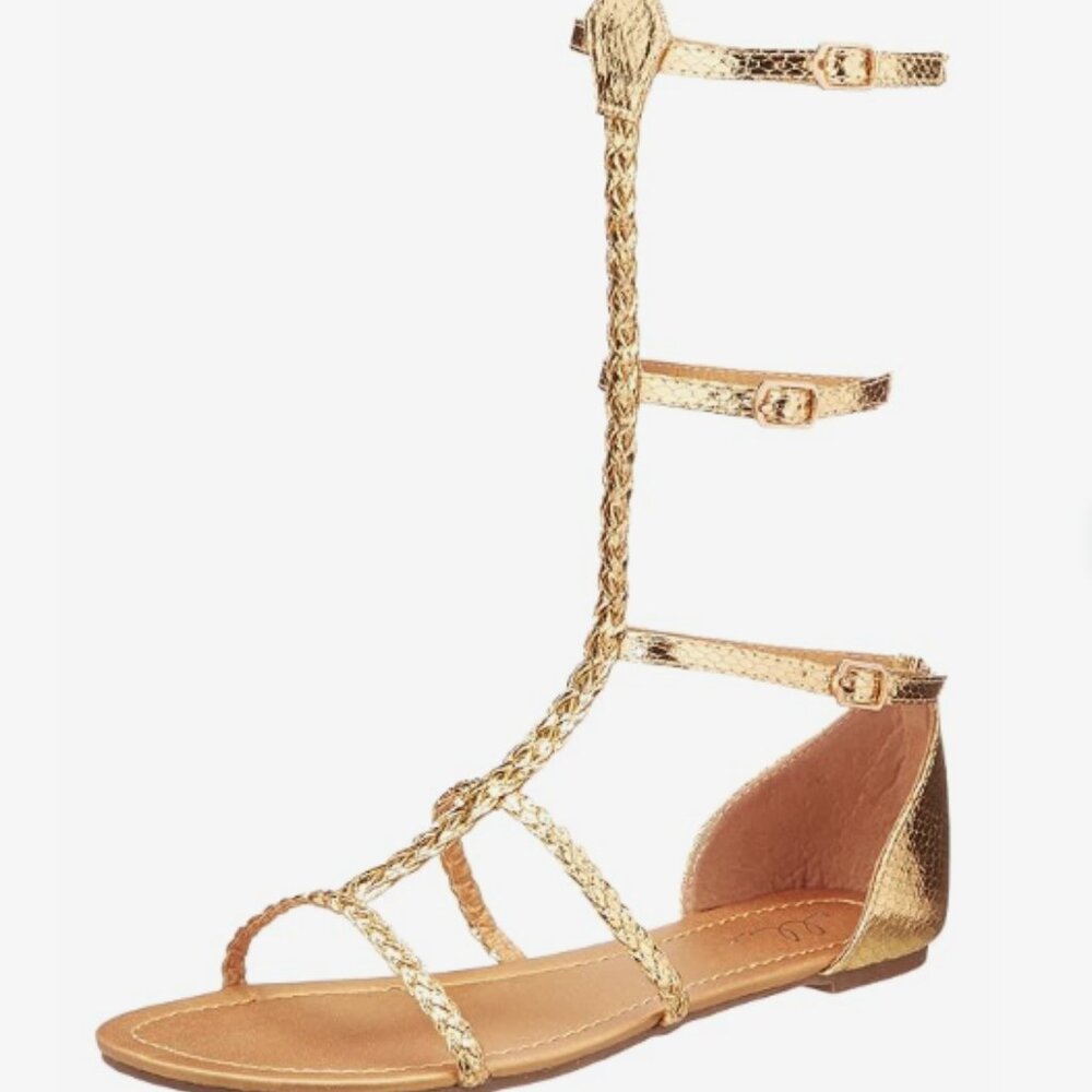 NEW Ellie Shoes Womens Cairo Gladiator Sandle Gold Sz 9